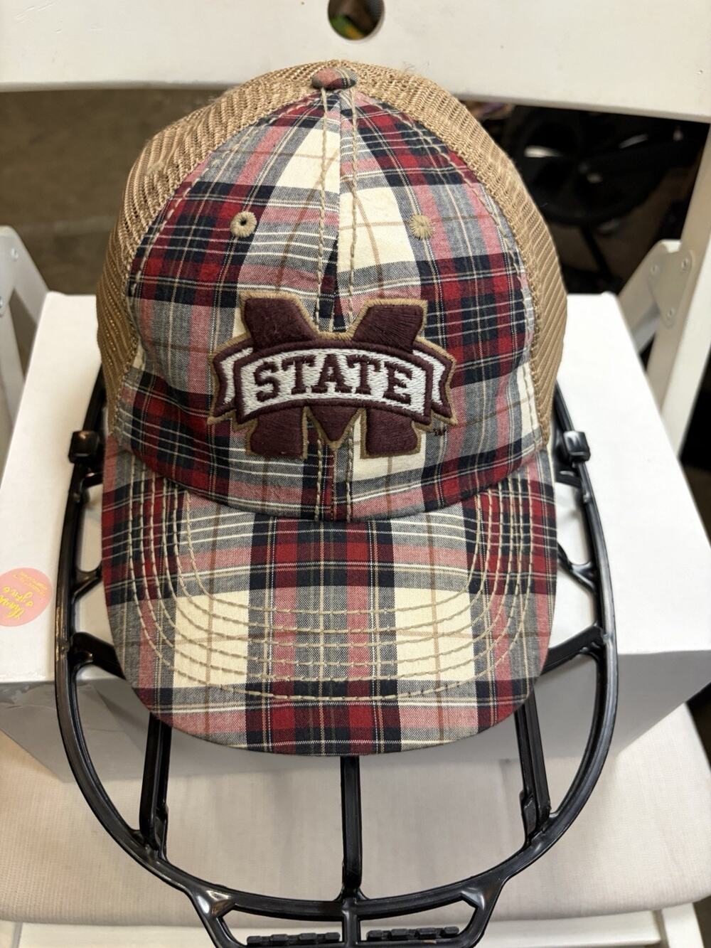 Top Of The World Mississippi State Bulldogs Hat OSFA Plaid Mesh Trucker Cap